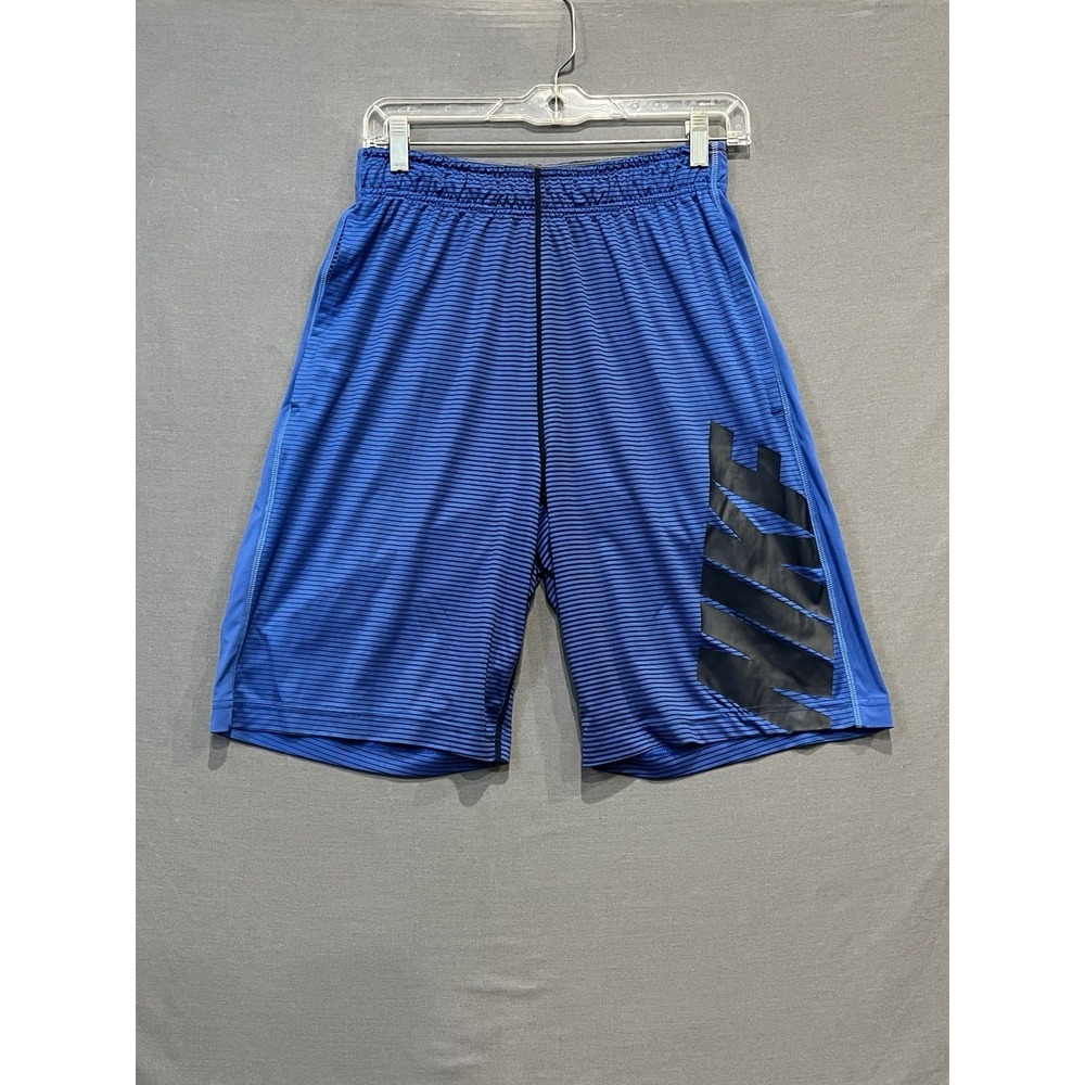 Nike Basketball Shorts Men's Small Blue Dri-Fit Striped Workout 10" Inseam